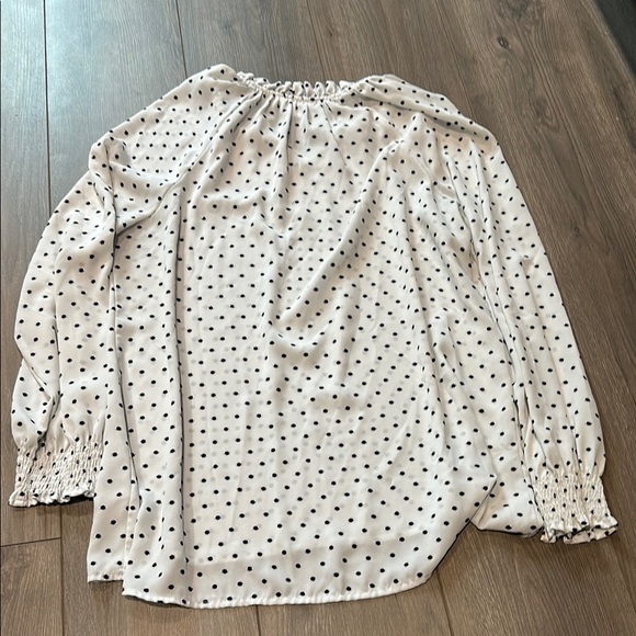 Time and Tru Cream Ruffled Peter Pan Collar Blouse - Picture 3 of 3